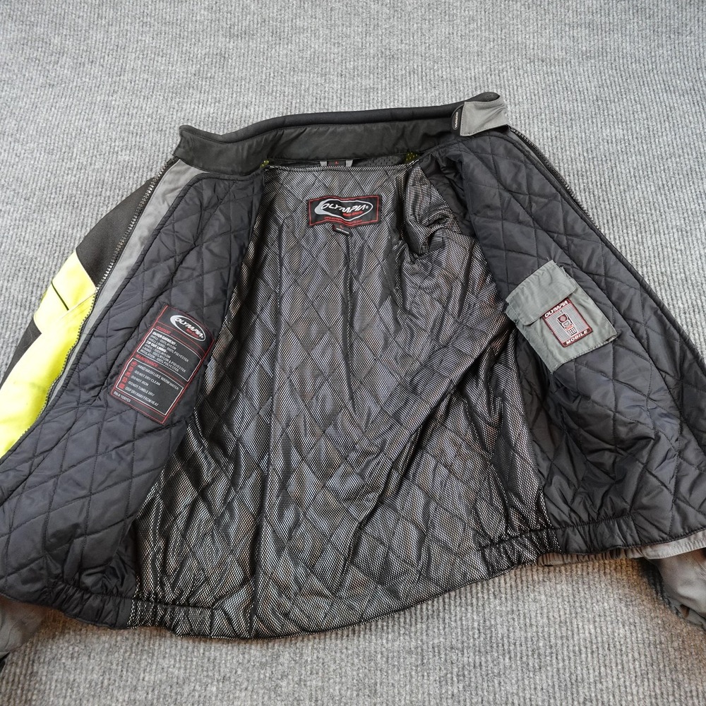 Olympia Moto Sports Jacket Mens Large Hi Vis Yellow Armored Motorcycle Riding - Picture 3 of 9